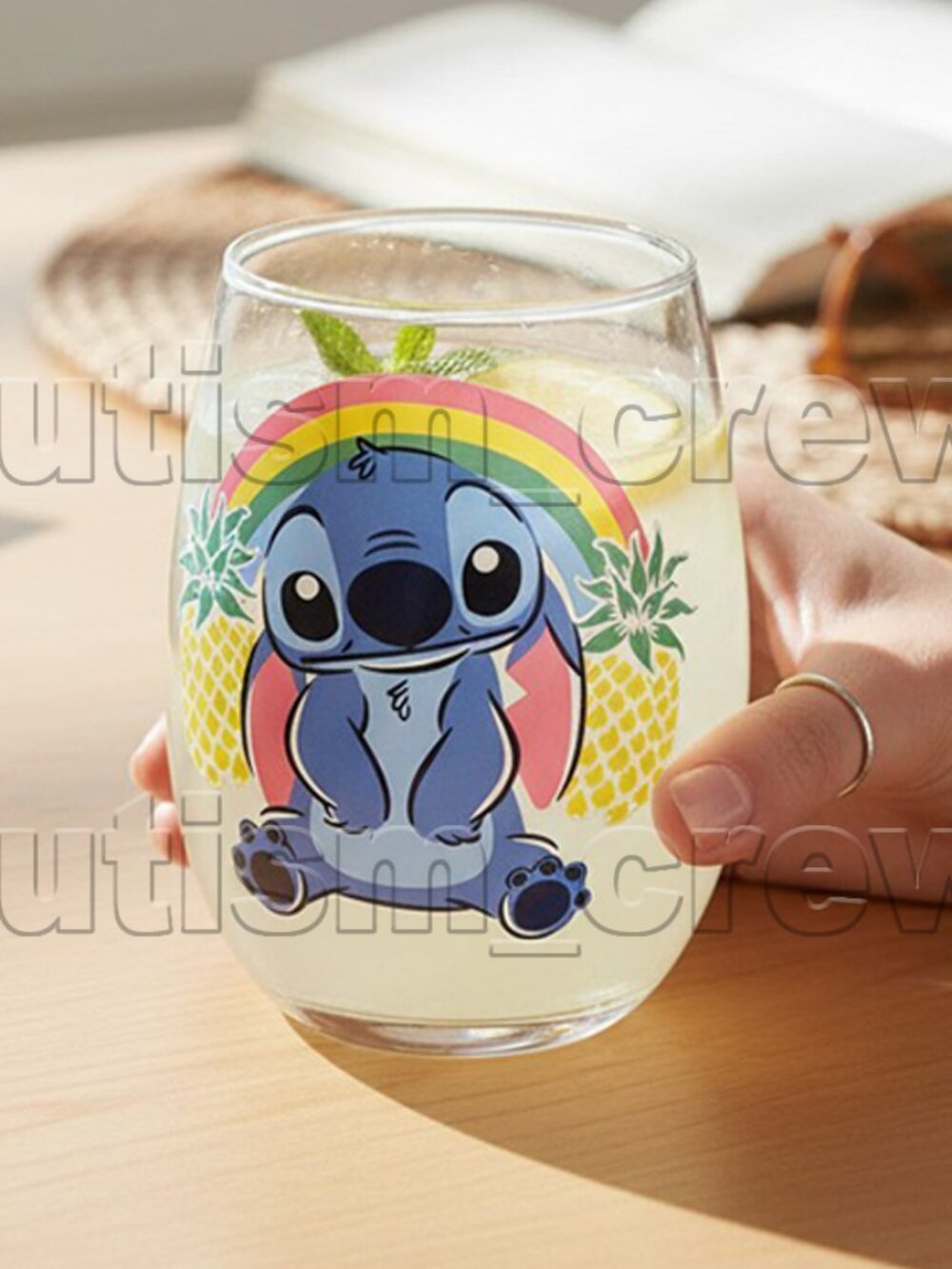 2/$24 💥🆕Disney Lilo & Stitch 20oz Tropical Design Tear Drop Glass | 1396